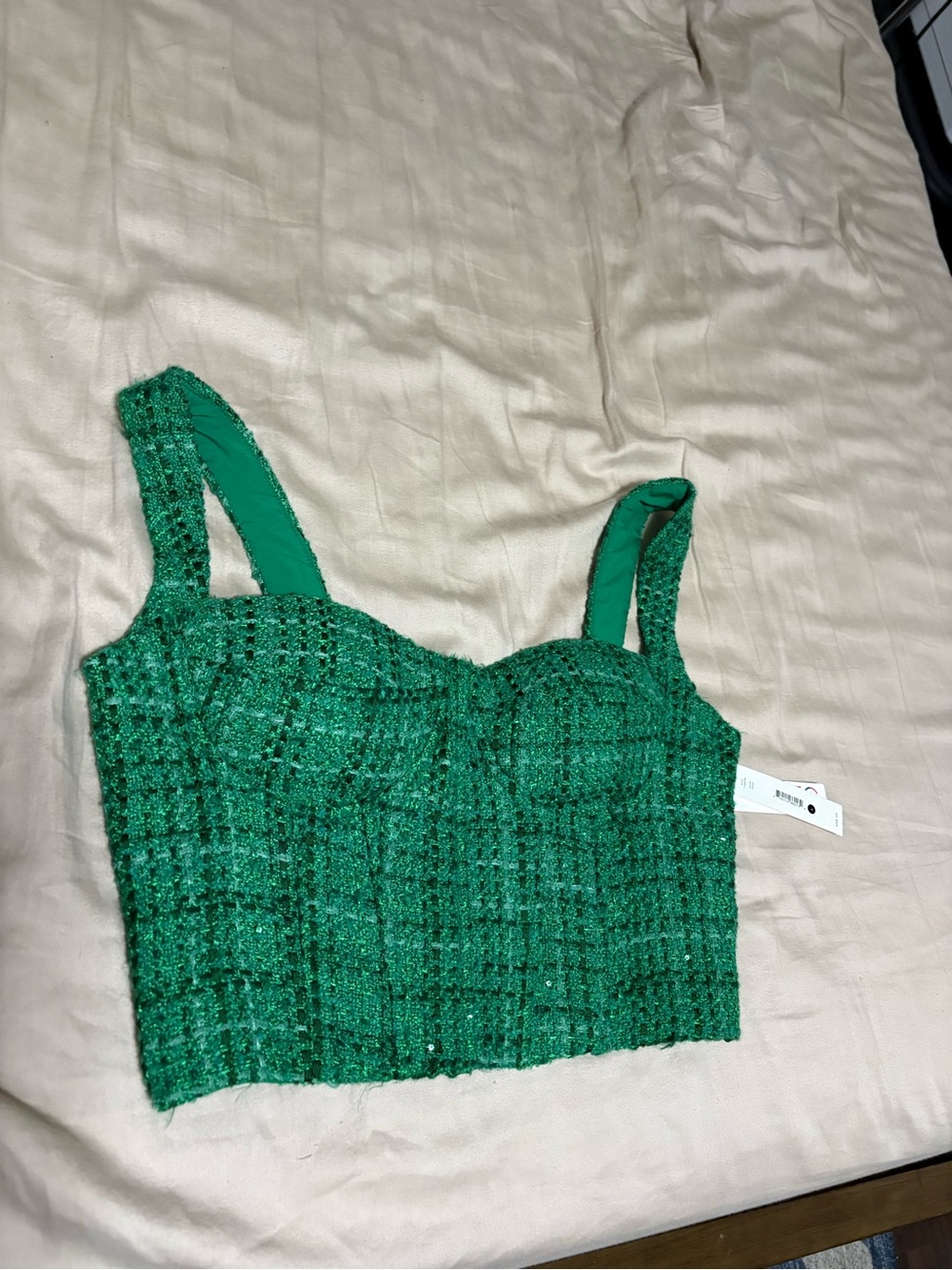 Aqua X Maeve Reilly Tweed Bustier Top - 100% Exclusive In Green! BNWT